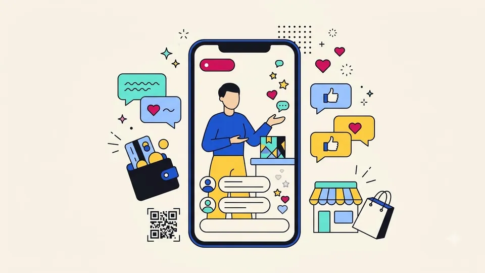 Minh hoạ phiên live TikTok trên điện thoại với người xem đang tham gia